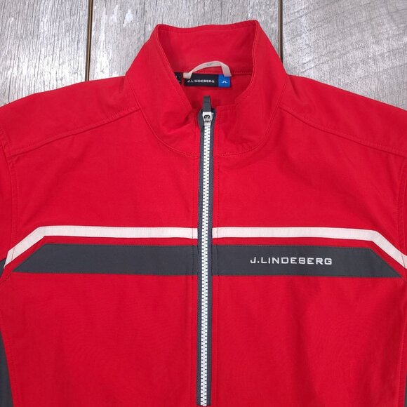 J Lindeberg Jacket Mens Medium Red Short Sleeve Pullover 1/4 Zip Golf - Picture 5 of 7